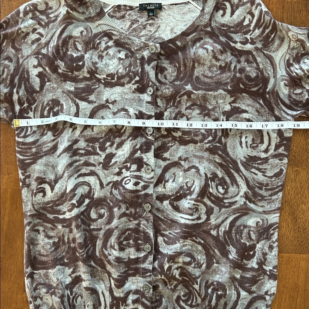 Talbots Marino wool blend floral print cottagecore cardigan women’s L​​ - Picture 2 of 5